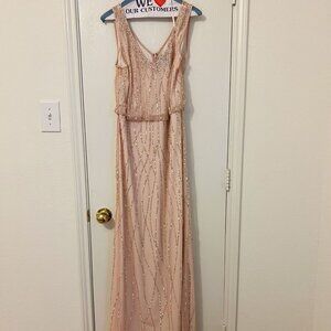 Formal Beaded Blouson Gown - Blush Pink
